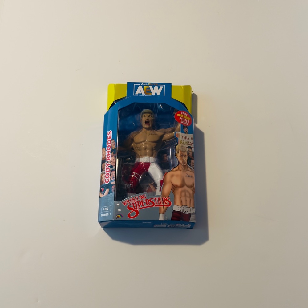 Cody Rhodes AEW Wrestling Superstars SEALED Series 1 #08 + Poster
